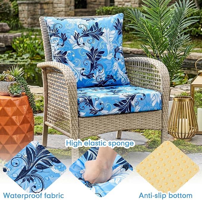 Hoteam 4 Set Outdoor Chair Patio Cushions 20 x 20 Inch Deep Seat Waterproof - Image 4