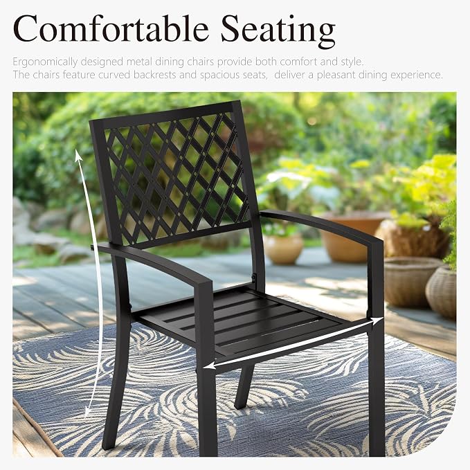 PHI VILLA 7 Piece Metal Outdoor Patio Dining Bistro Sets - Image 4