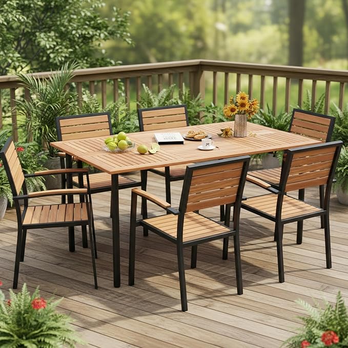 Tangkula 63" Acacia Wood Patio Dining Table - Image 2