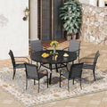 VICLLAX 7 Pieces Patio Outdoor Dining Set, 47.2" Round Metal Table by HOME