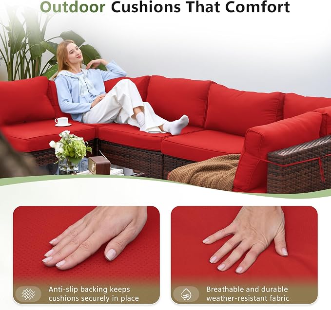 Amopatio Patio Furniture Set 7 Pieces Patio Conversation Set Outdoor Sectional - Image 7