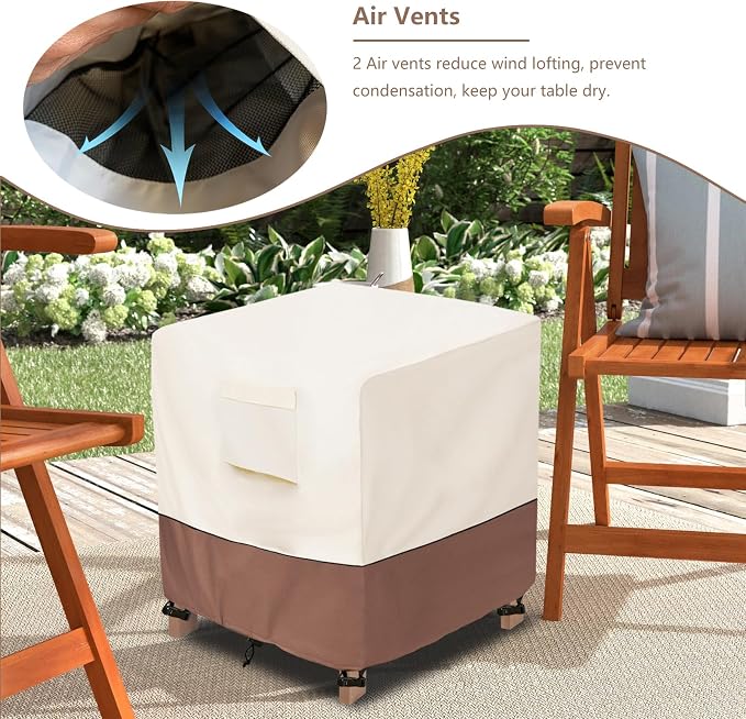 okcool Patio Wicker Side Table Cover, Waterproof Square Patio Small Side Table - Image 4