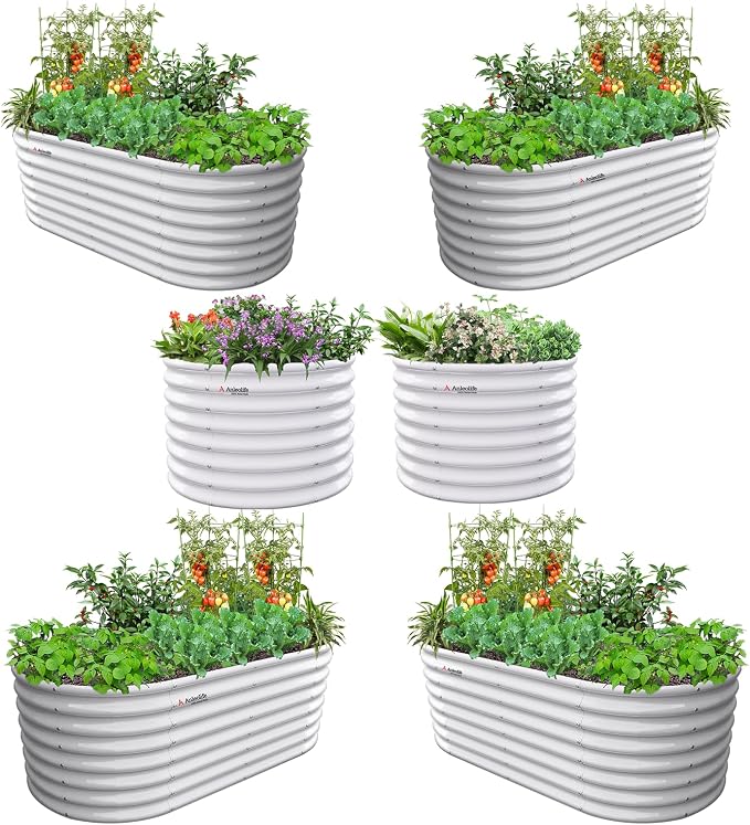 A ANLEOLIFE Set of 6 24 Inch Tall Antique White Raised Garden Beds Kit by AAnleolife