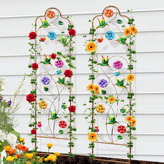 2 Pack Metal Garden Trellis Arched Fence Trellises - Image 5