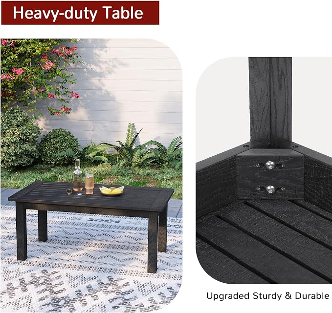 Stoog Outdoor Coffee Table, All-Weather Poly Lumber Patio Side Table, Rectangle - Image 6
