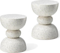 Glitzhome Outdoor Side Tables Set of 2, Heavy Duty Patio Sturdy Faux Terrazzo by Glitzhome