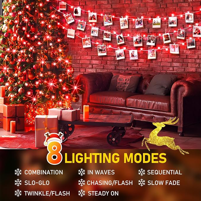 KNONEW Outdoor Christmas Lights 300 LED 99ft String Lights 8 Modes & Memory - Image 2