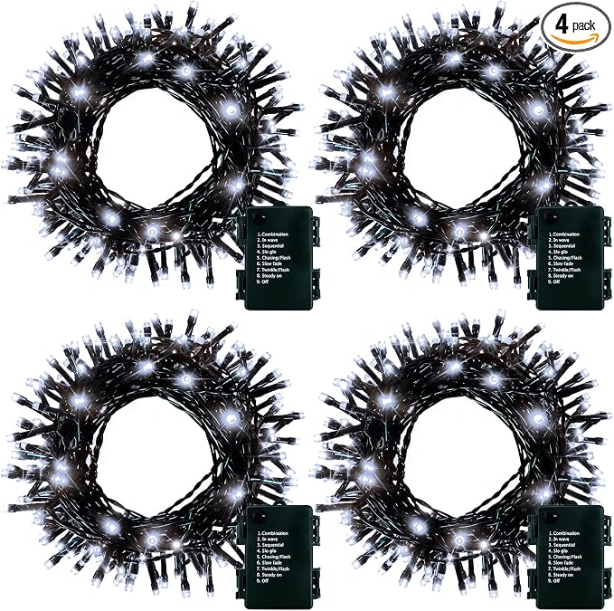 4 Pack Battery Operated Christmas Tree Lights, 16.5 Ft String Lights by DealBetaBatteryStringlights