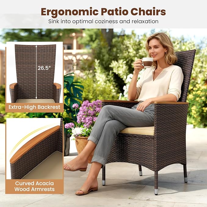 Tangkula 7 Pieces Rattan Outdoor Dining Set - Image 5
