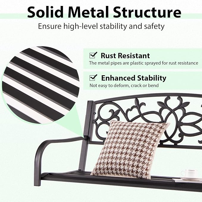 Giantex Patio Metal Porch Swing, 2-Person Hanging Porch Swing Bench - Image 6