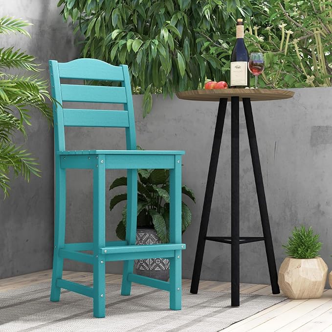 Giantex Outdoor HDPE Bar Stool, Patio Tall Bar Chair - Image 8