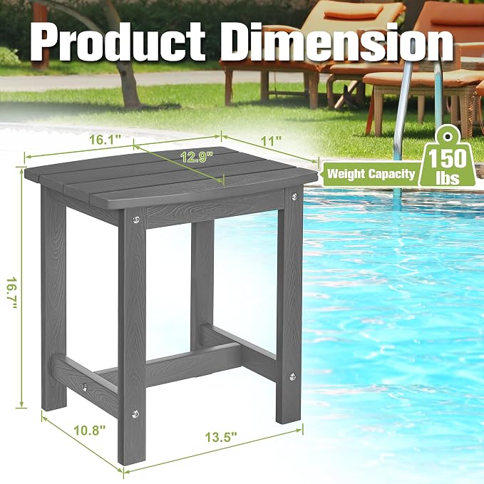 Y&M Outdoor Side Table, HIPS Adirondack Small Single Table, Waterproof Square - Image 3