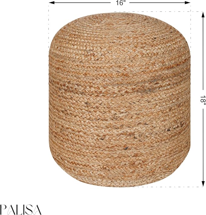 Palisa Round Ottoman Pouf Handmade Cotton Knitted Poof Bean Bag Filling | Boho - Image 3
