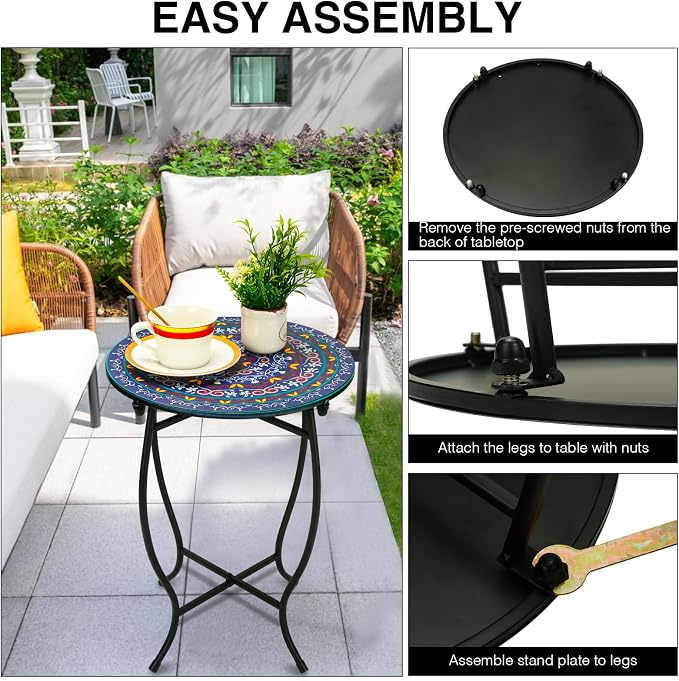 Fashion&cool Small Outdoor Side Table, Weather Resistant Metal Desk End Table - Image 7