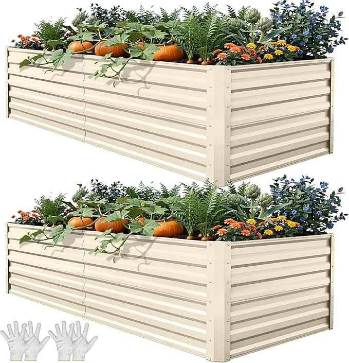 YITAHOME 6x3x2ft 2pcs Large Raised Garden Bed Kit, Galvanized Metal Planter Box by YITAHOME