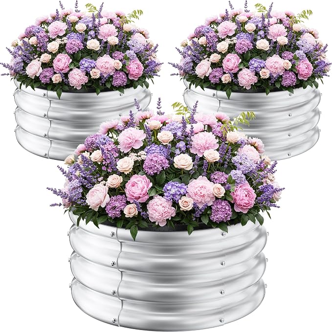 ZXZYHFTY Round Galvanized Raised Garden Bed kit, Round Large Metal Raised by ZXZYHFTY