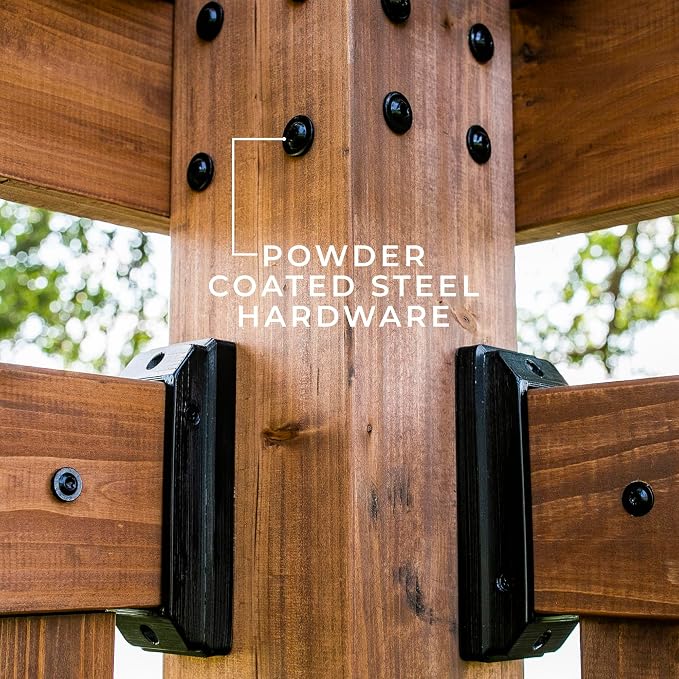 Backyard Discovery Verona 12' x 8' Cedar Wood Cabana Corner Pergola - Image 6