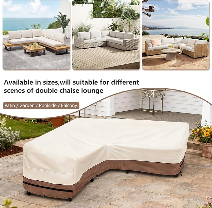 okcool Outdoor Sectional Sofa Cover Waterproof V Shaped Patio Furniture Covers - Image 3