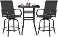 Yaheetech 3Pcs Patio Stools Bar Set, 360 Rotating Swivel Chairs by Yaheetech