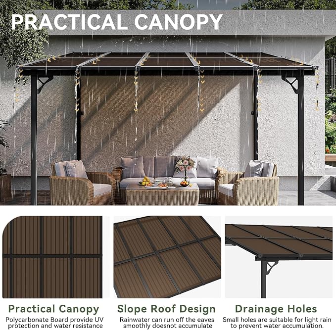 Aoxun 10' x 12' Gazebo for Patio, Gazebo Pergola - Image 4