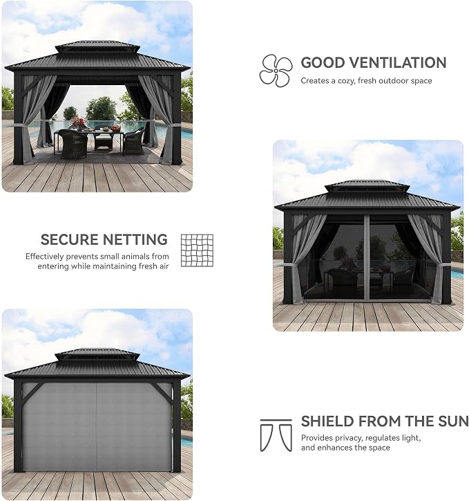 YITAHOME 12x14ft Hardtop Gazebo - Image 4