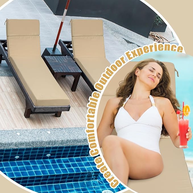 2 Pcs Indoor Outdoor Chaise Lounge Cushions Sponge Bench Outdoor Furniture - Image 3