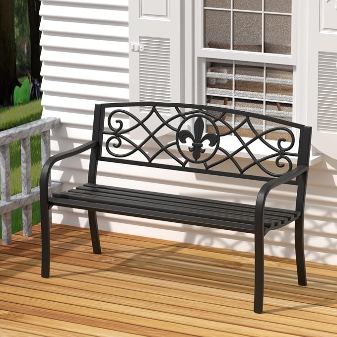 SHGJ&SOFT Outdoor Bench, Garden Bench, Outdoor Metal Frame Patio Park Bench - Image 9