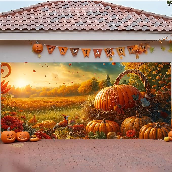 ANNA QUEEN Thanksgiving Garage Door Banner 6 x 13FT, Autumn Outdoor Garage - Image 5