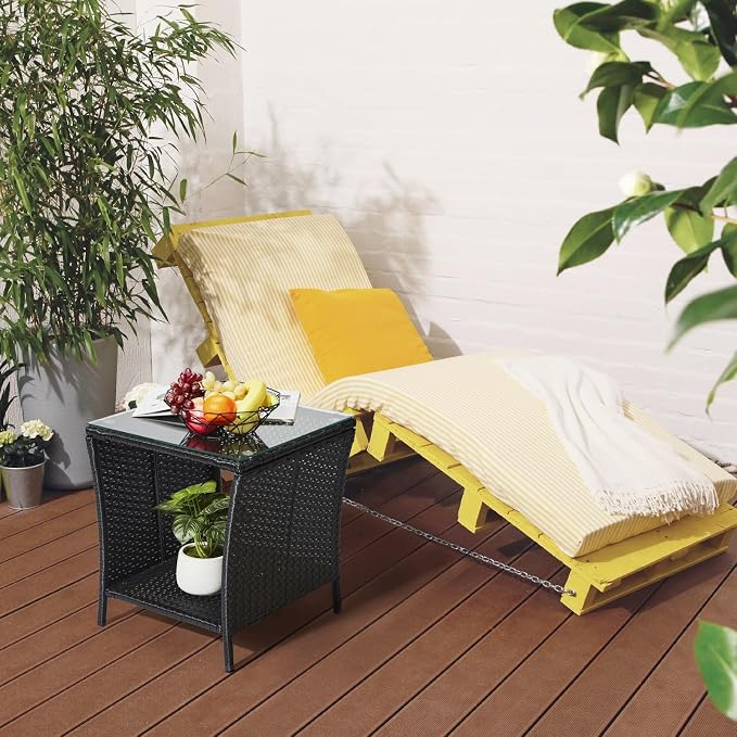 Outvita Outdoor Side Table, Rattan Coffee Table Small End Table - Image 8