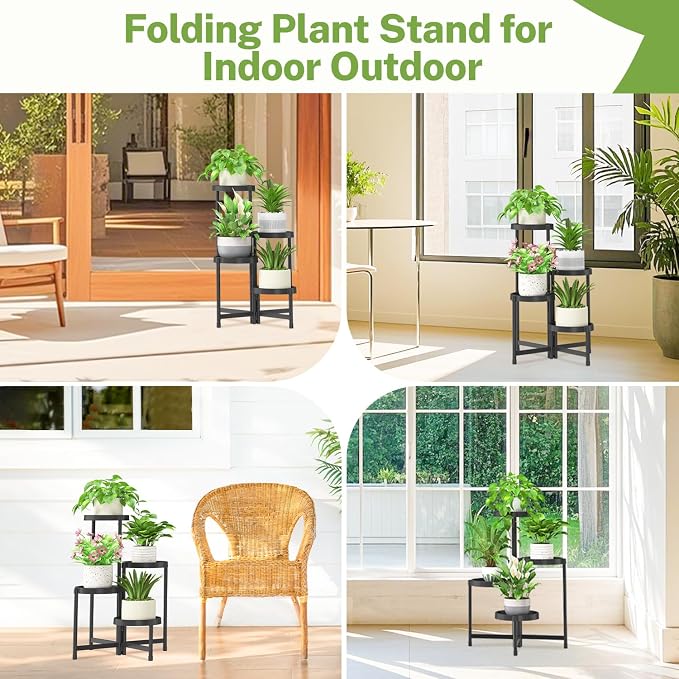 iDavosic.ly 4 Tier Folding Plant Stand Indoor Outdoor - Image 6
