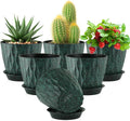 5 inch Plant Pots for Indoor Outdoor Plants, 6 Pack Thick Nursery Pots by Meowell