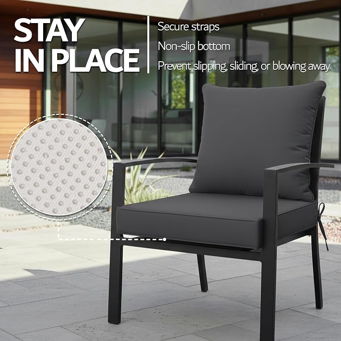 22x22 Inch Patio Chair Cushions Set of 2, Outdoor Furniture Cushions - Image 5