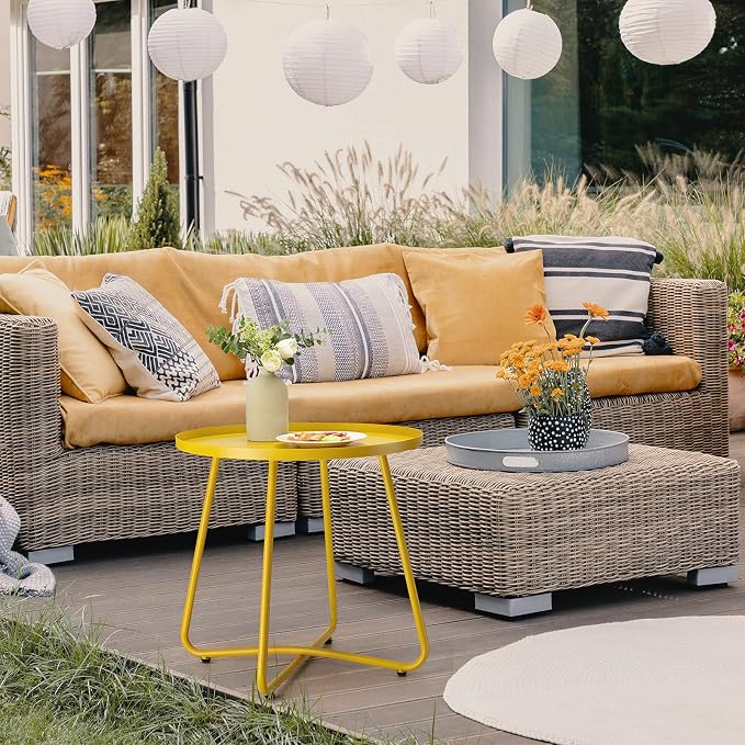 danpinera Outdoor Side Tables, Weather Resistant Steel Patio Side Table - Image 9