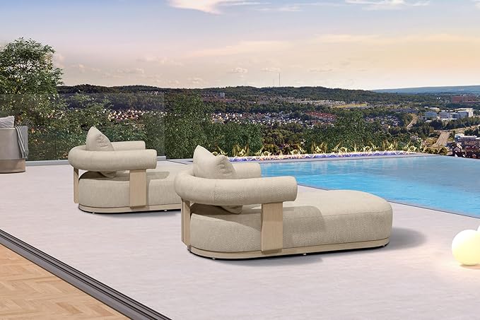 PURPLE LEAF Outdoor Chaise Lounge Set of 2 Chair Modern Aluminum Lounger Daybed - Image 3