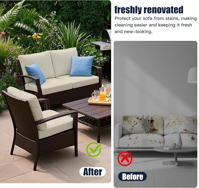 12-Piece Outdoor Cushion & Pillow Cover Set, 8 Seat Covers + 4 Pillow Covers - Image 6