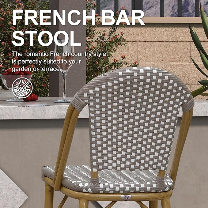 PURPLE LEAF French Counter Height Bar Stools Set of 2 Bamboo Print Finish - Image 6