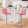 Yaheetech Bar Stools Set of 2, Adjustable Velvet Fabric Swivel Barstools by Yaheetech