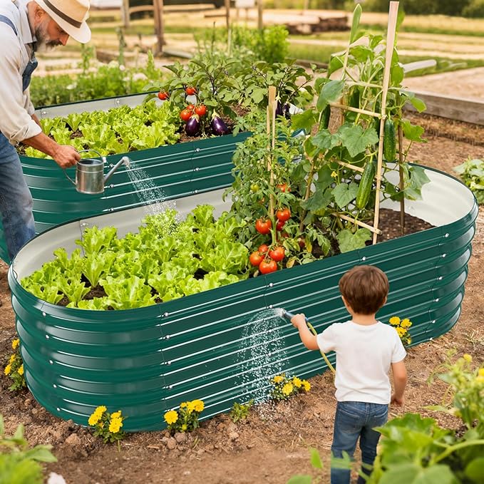 17" Tall Outdoor Garden Raised Garden Bed Kits, 5ft X 2ft Oval, 0.8MM Thick - Image 6