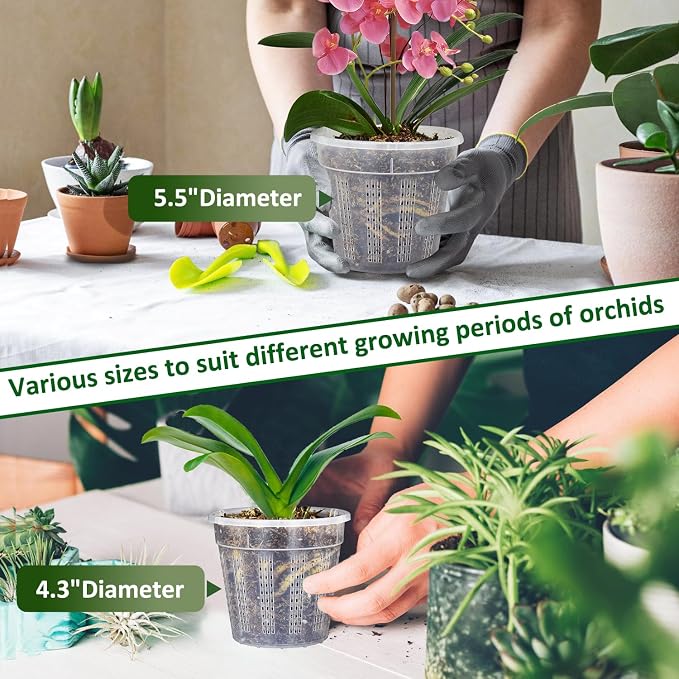 8Pcs Orchid Pot, 4 Each of 4.3", 5.5" Orchid Pots - Image 4