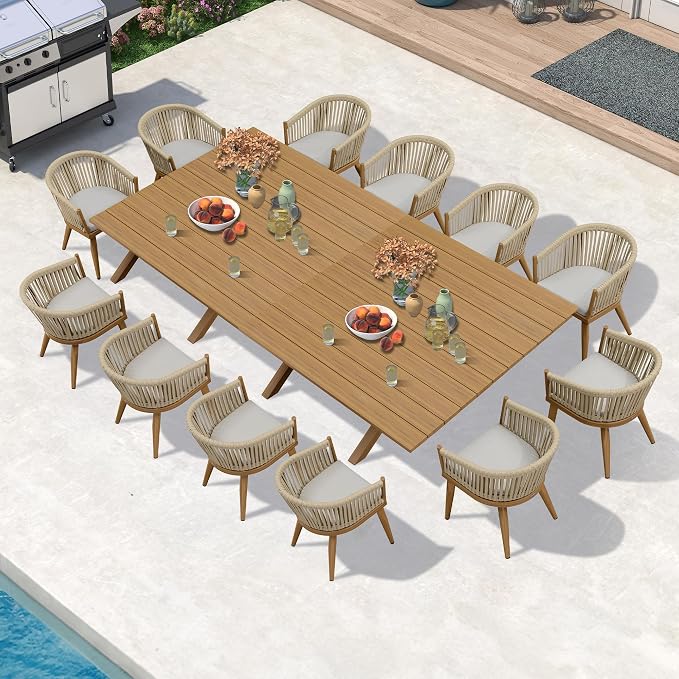 PURPLE LEAF 13 Pieces Oversized Outdoor Dining Set by PURPLELEAF