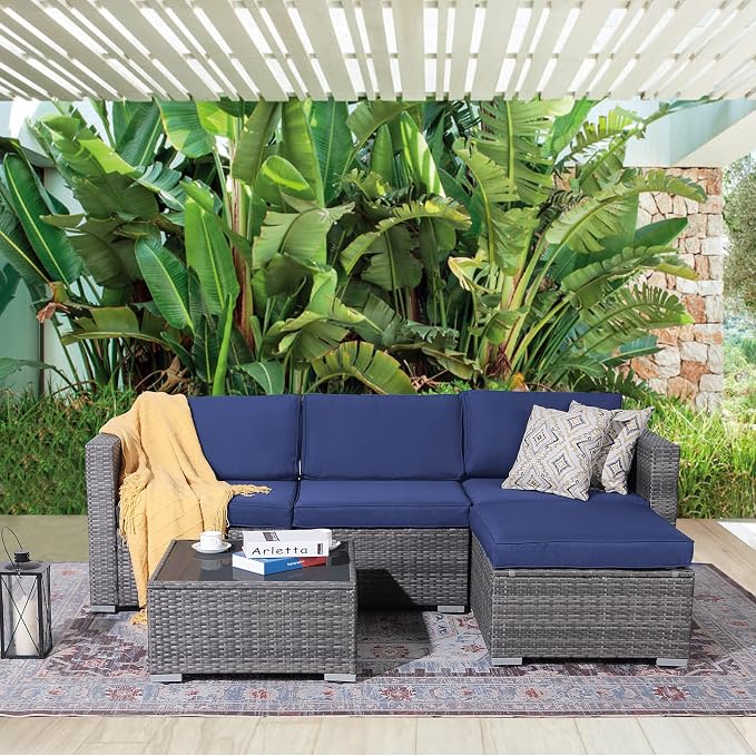 Patiorama 5 Piece Outdoor Patio Furniture Set, Outdoor Sectional Conversation - Image 8