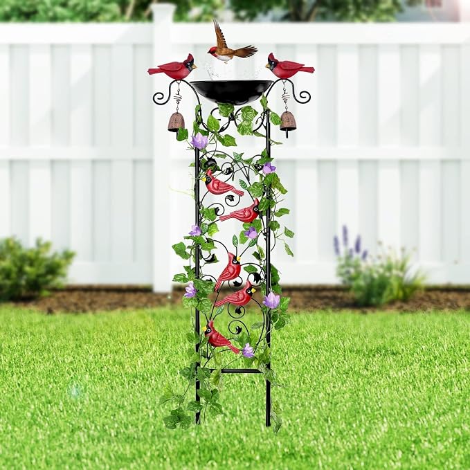 Cardinal Bird Bath Garden Trellis - Image 7