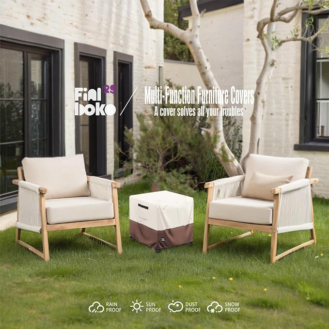 Patio Ottoman Cover, 100% Waterproof 600D Heavy Duty Outdoor Table Cover - Image 9