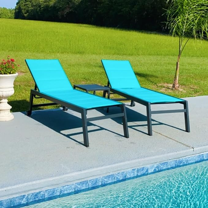 PURPLE LEAF Extra Large Outdoor Chaise Lounge 2 Pieces Aluminum Patio Lounge by PURPLELEAF