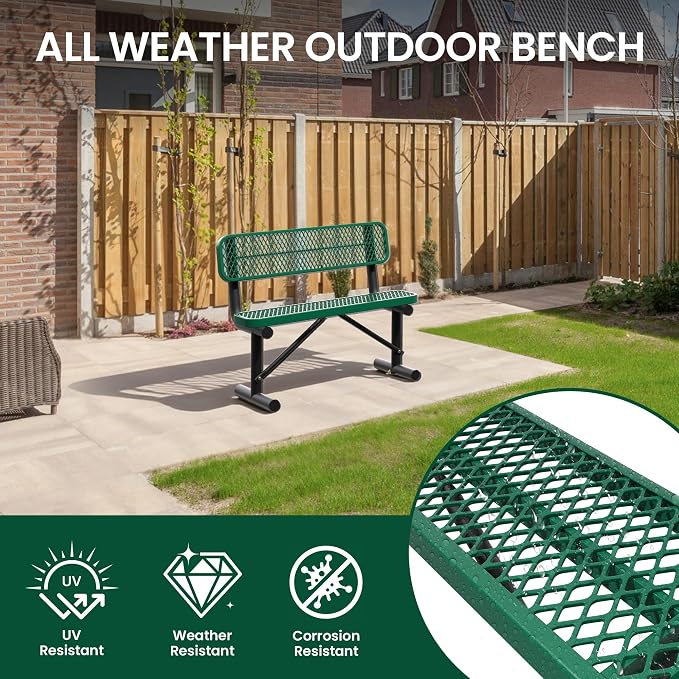 4 Feet Heavy Duty Metal Park Bench - Image 6
