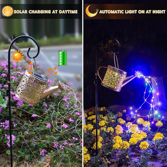 Solar Lights Outdoor Decorative, Metal Solar Watering Can Lights Waterproof - Image 5