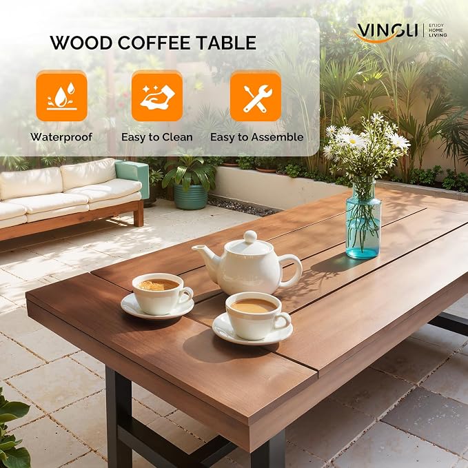 VINGLI Outdoor Wooden Coffee Table - Image 6