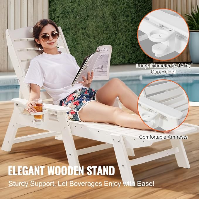 VEVOR Chaise Lounge Chair, 400 lbs Weight Capacity, 6 Positions Adjustable - Image 8