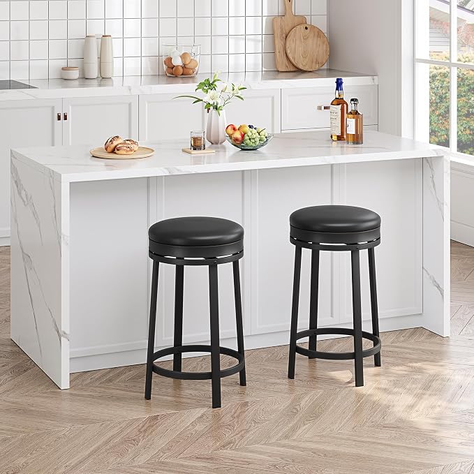 IDEALHOUSE 24'' Swivel Bar Stools Set of 2 - Image 3