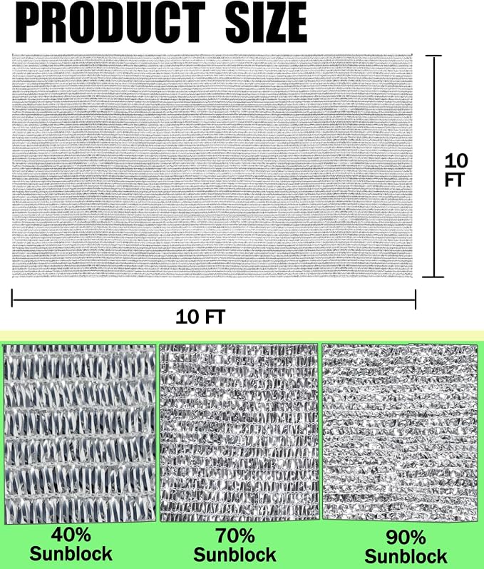 70% Aluminum Foil Shade Cloth Mesh No Grommets Silver Tarps Fabric Privacy - Image 5